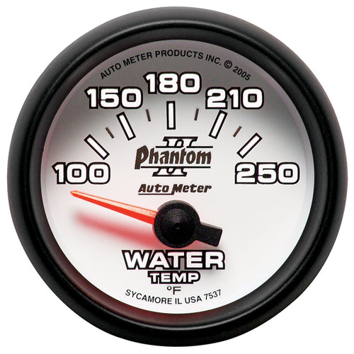Auto Meter Phantom II 2-1/16" 100-250 F Short Sweep Electric Water Temperature Gauge 7537