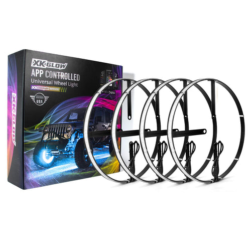 XK Glow 15 Inch XKWHEELKIT Wheel Ring Light Kit Car Accessories - 4 Pieces