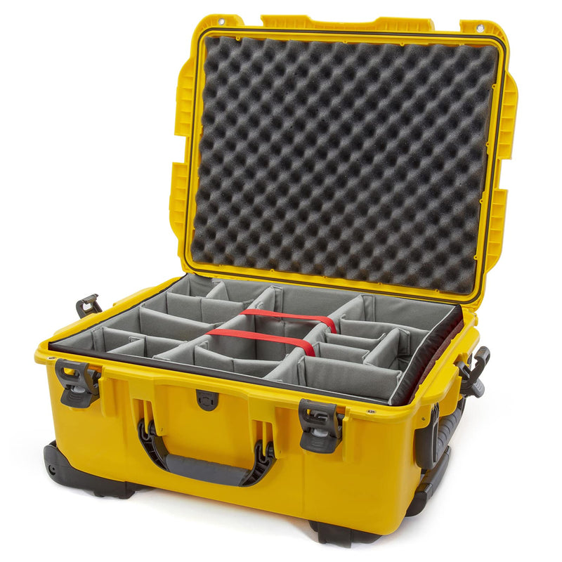 Waterproof Nanuk 955 Hard Case with Wheels and Padded Divider - Yellow