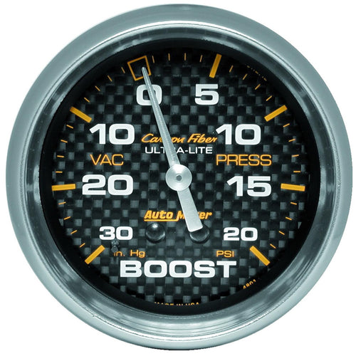 Carbon Fiber Auto Meter 4801 Mechanical Boost/Vacuum Gauge