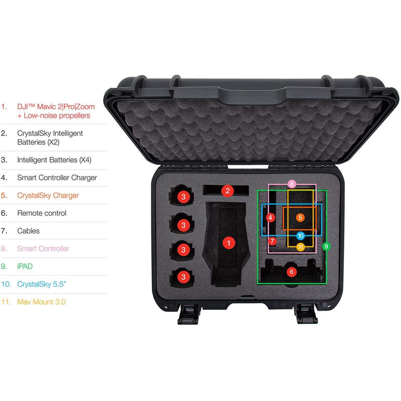 Nanuk Waterproof Hard Case 925 with Foam Insert for DJI Mavic 2 Pro|Zoom + Smart Controller, Crystalsky 5.5" or iPad - Black