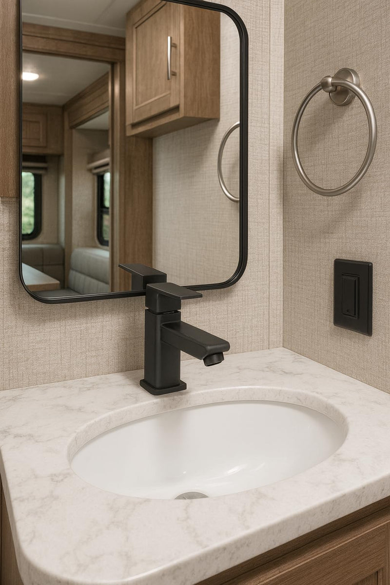 Dura Faucet RV Modern Angular DF-ML803LQ-MB Lavatory Faucet - Single Handle (Matte Black)