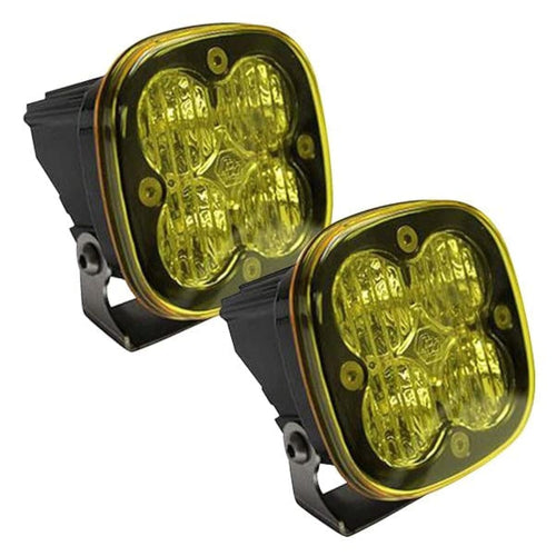 Baja Designs Pro Squadron Black LED Light Pod Pair - 2 PCS LED with Wiring Harness (Wide Cornering; Amber)