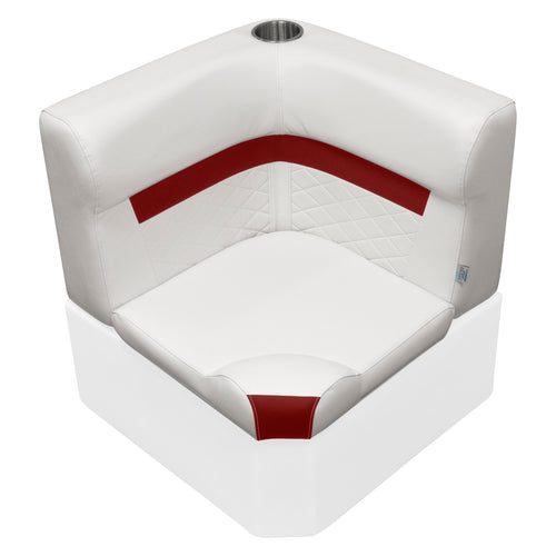 DLX Series Wise DLX133-1906 Pontoon Corner Cushion Set - White/Crimson Red