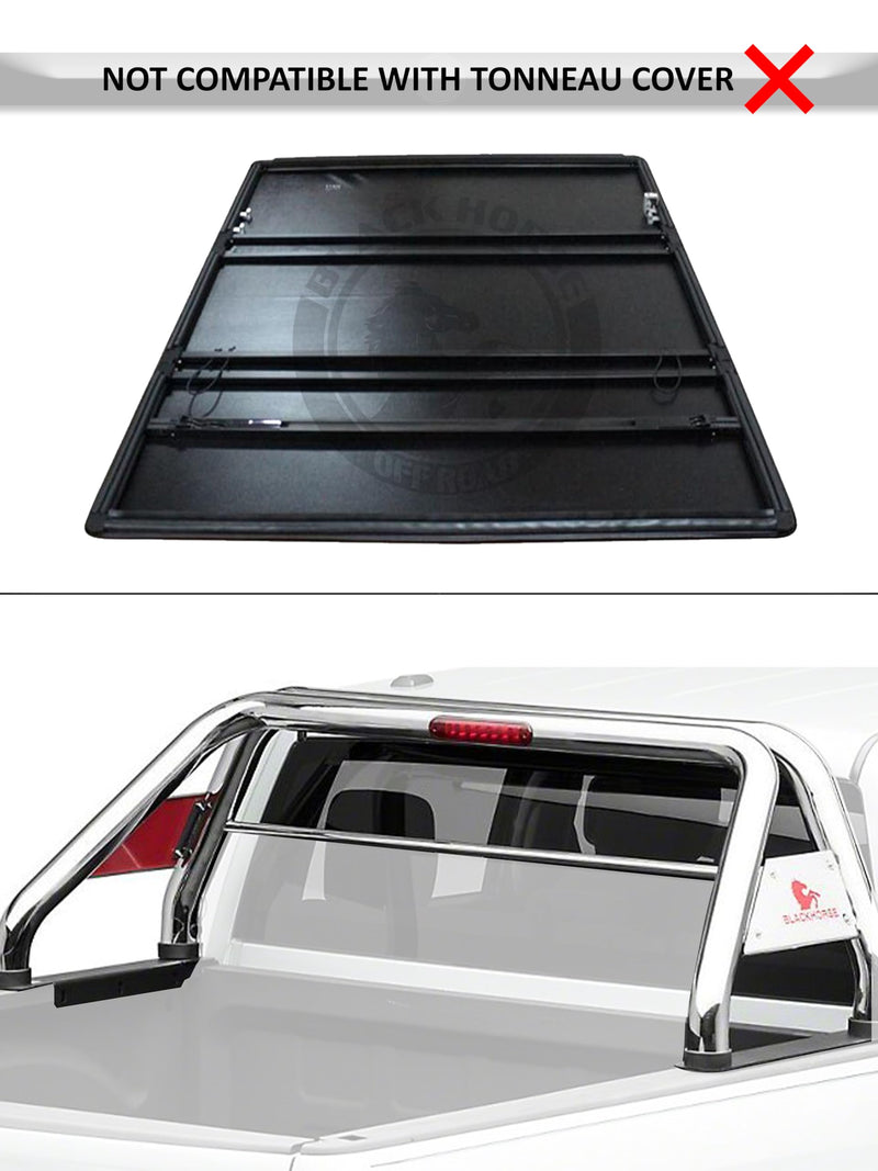 Off Road Black Horse Classic Roll Bar Stainless Steel Compatible with 1999-2023 Ford F-250 Super Duty|1999-2023 Ford F-350 Super Duty|1999-2023 Ford F-450 Super Duty-RB015SS