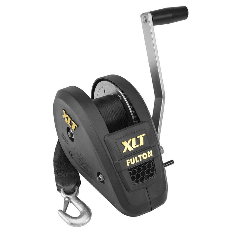 Fulton XLT 142314 Boat Trailer Winch with 20 Foot Winch Strap with Hook, 1,800 lbs. Capacity, Single-Speed Hand Crank Winch, Solid Drum Gear System