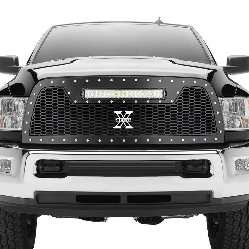 Laser Torch Grille, 2013-2018 Ram 2500, 3500 Black, Replacement, Chrome Studs with (1) 20" LED - PN #7314521