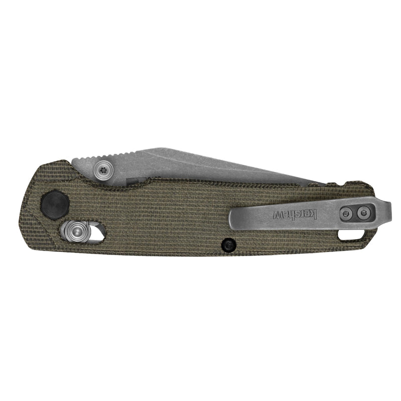 Kershaw Pocket Knife Bel Air, Olive Design, 3.05 Inch Stainless Steel Clip Point Blade, EDC with Assisted Opening, Reversible Carry, USA Made, Everyday Carry Pocket Knife for Men and Women