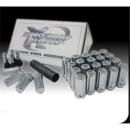 Pro Comp 11138B Wheels Lug Nut Kit 12 x 1.5 Black ET 24 Lugs HP Valve Key Lug Nut Kit