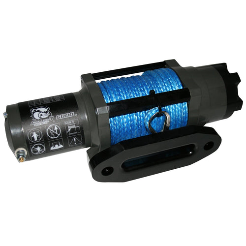 Power Sports Winch BULLDOG 15023 (6000lb Winch with 50 Ft. Synthetic Rope CNC Billet Aluminum Hawse Fairlead), 1 Pack