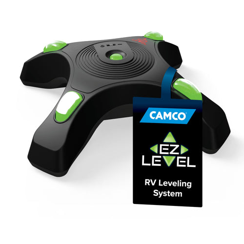 Camco EZ Level Camper - Easy RV Leveling System - Features Illuminated Indicator Lights & Automatic Shut-Off Function when Not In-Use - Includes Pre-Installed On/Off Switch (25505)