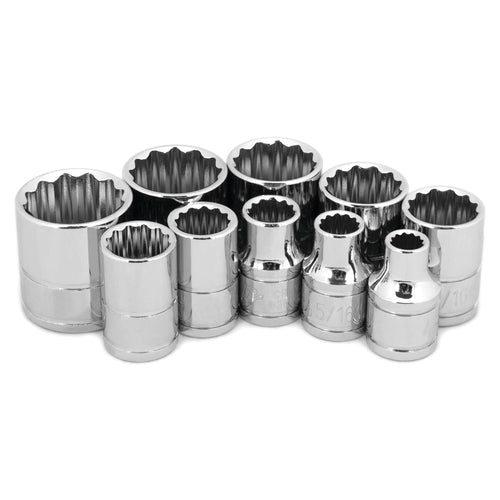 10-Piece Performance Tool W38500 3/8-Inch Drive 12pt SAE Socket Set