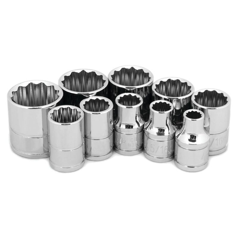 10-Piece Performance Tool W38500 3/8-Inch Drive 12pt SAE Socket Set