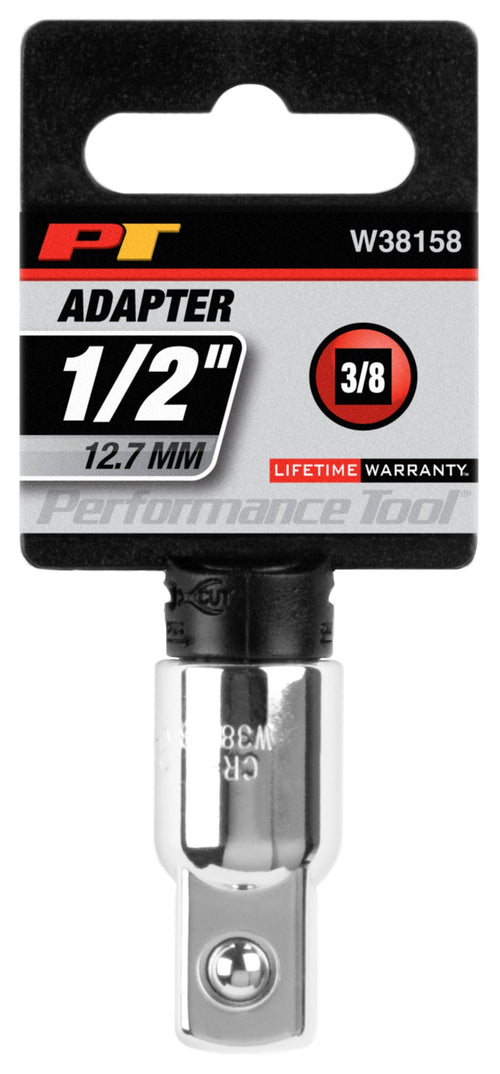 W38158 Performance Tool: 3/8-Inch F x 1/2-Inch M Adapter for Versatile Socket Connections,Silver