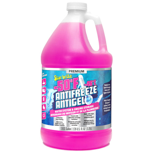 Premium STAR BRITE -50°F RV & Marine Antifreeze, Non-Toxic Engine & Water System Winterizer, Corrosion Inhibitors, Safe for Metals & Plastics