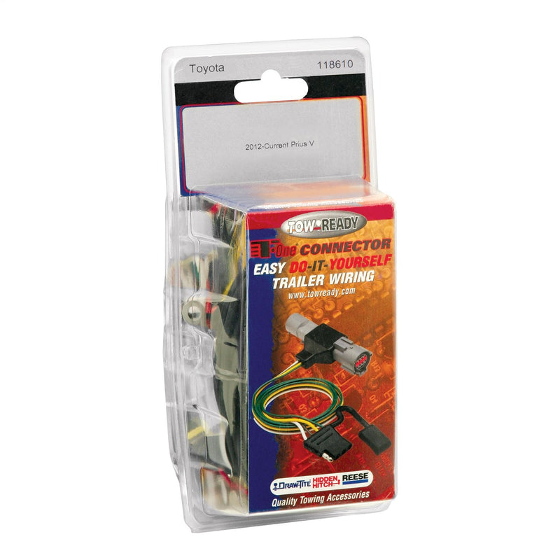 T-One® Tekonsha T-Connector Harness, 4-Way Flat, Compatible with Select Toyota Prius V, Black