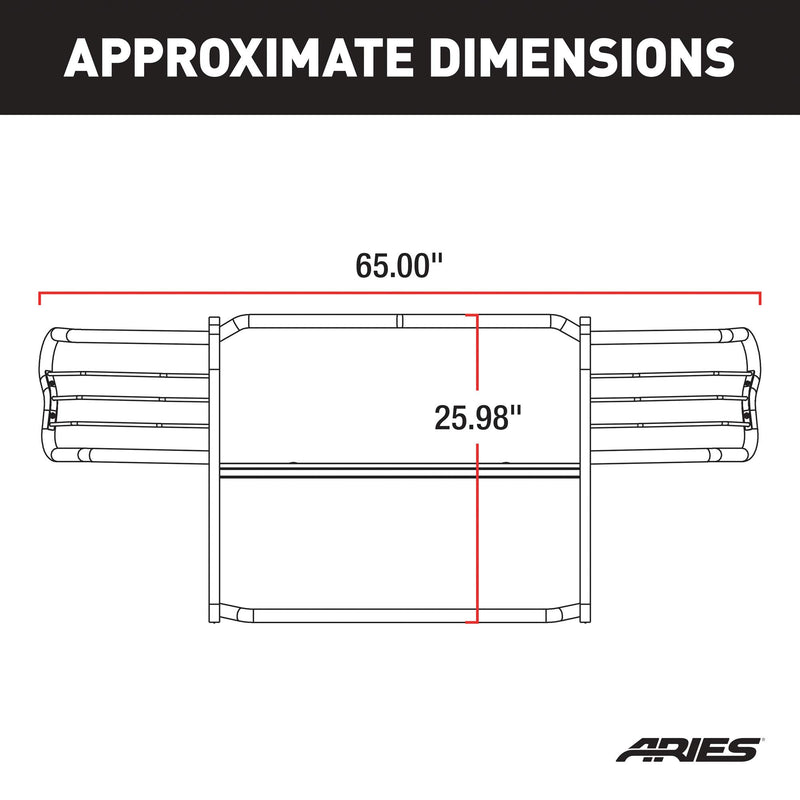 1-1/2-Inch Black Steel ARIES Grille Guard, No-Drill, Select Toyota Tacoma 2049