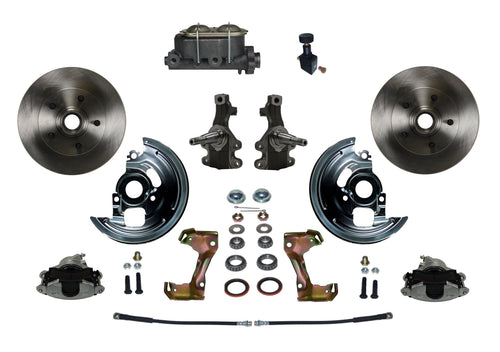 BRAKES LEED Manual Front Disc Brake Conversion 2" Drop Spindle With Cast Iron M/C Adjustable Proportioning Valve