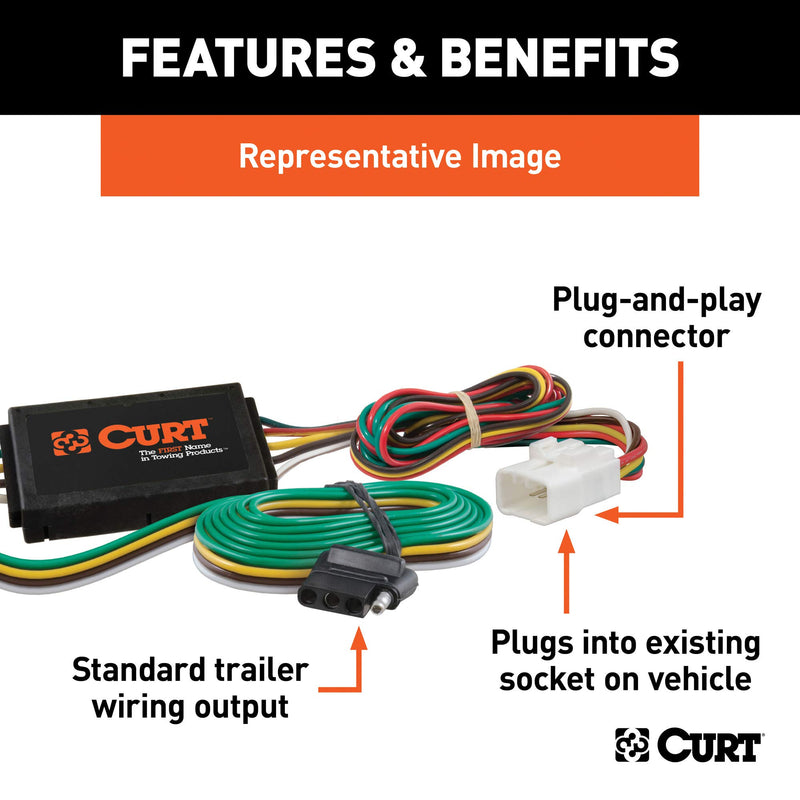 CURT Vehicle-Side Custom 4-Pin Trailer Wiring Harness, Fits Select Crosstour Honda