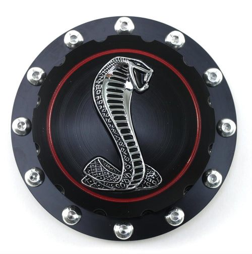 Billet Fuel Cap Scott Drake B-9030-Cobra-BK Black Cobra Emblem