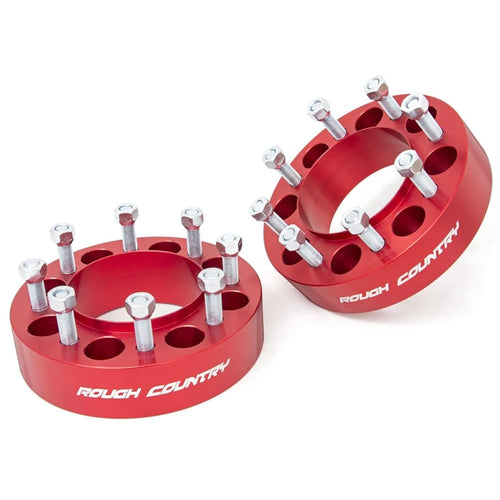 Rough Country 2" Wheel Spacers for 4WD Ford F-250/F-350 SuperDuty (2003-2026) - Fits 8x170mm Bolt Pattern, Anodized Red, 2 PCS