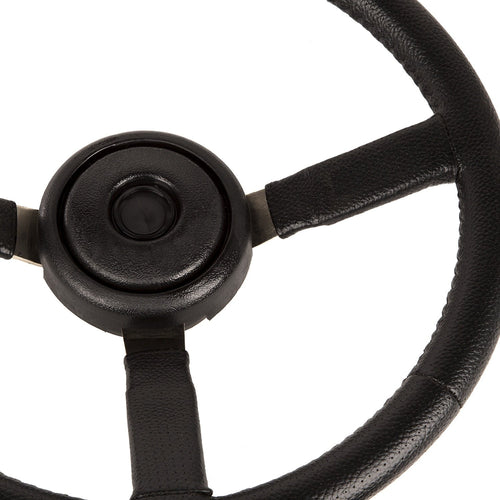 18031.11 | Omix Steering Wheel, Sport, Leather, Black | OE Reference: 52000380 | Fits Jeep Wrangler XJ/YJ