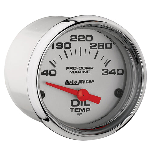 Oil Temp AutoMeter Gauge, 2 1/16", 140-300ºf, Electric, Marine Chrome (200764-35)