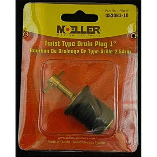 Twist Turn Drain Plug Moeller Marine 053061-10, 1" Brass