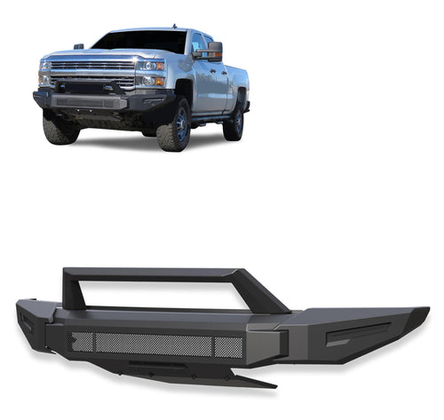 Heavy Duty Black Horse Armour II Modular Front Bumper Matte Black Compatible with 2015-2019 Chevrolet Silverado 2500 HD|2015-2019 Chevrolet Silverado 3500 HD-AFB-SI35