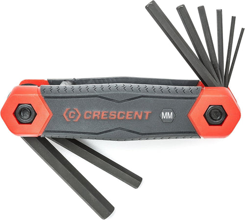 Crescent 8 Piece Dual Material Folding Metric Hex Key Set - CHKFM8, Black