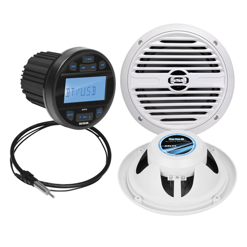 Sound Storm Laboratories Marine Boat Stereo SGR3.62 Receiver & 6.5 Inh Speakers - Bluetooth Audio, No CD DVD Player, AM/FM Radio, IPX6 Weatherproof, Dipole Antenna, Built-in Amplifier