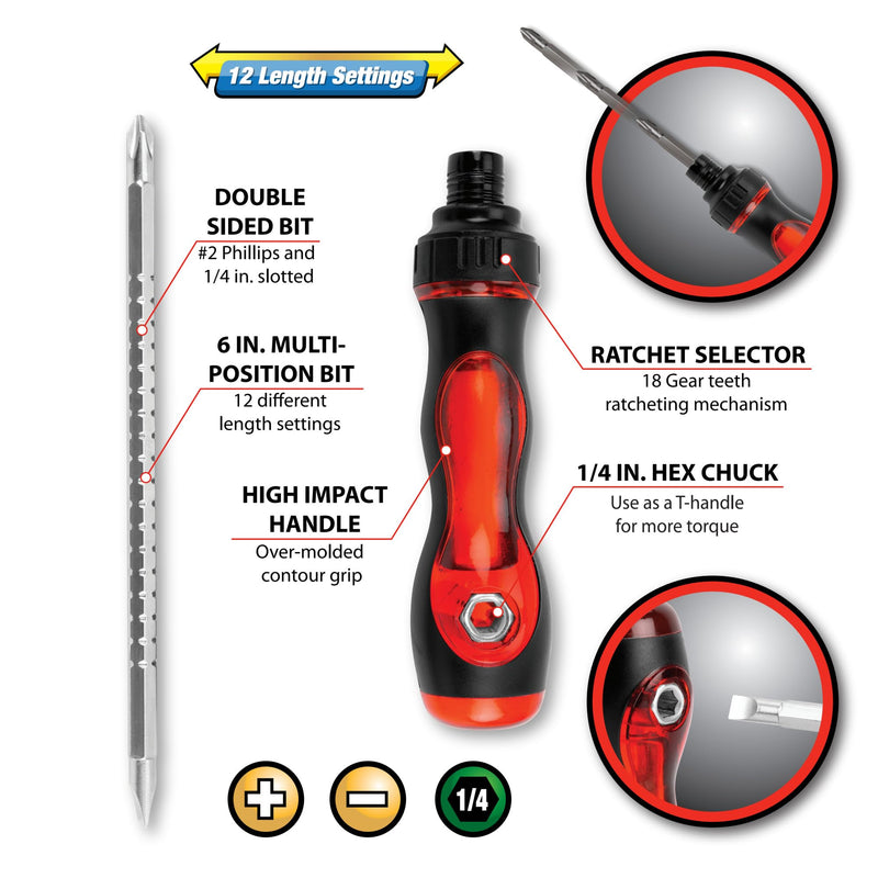 2-in-1 Performance Tool W9214 Ratcheting Screwdriver