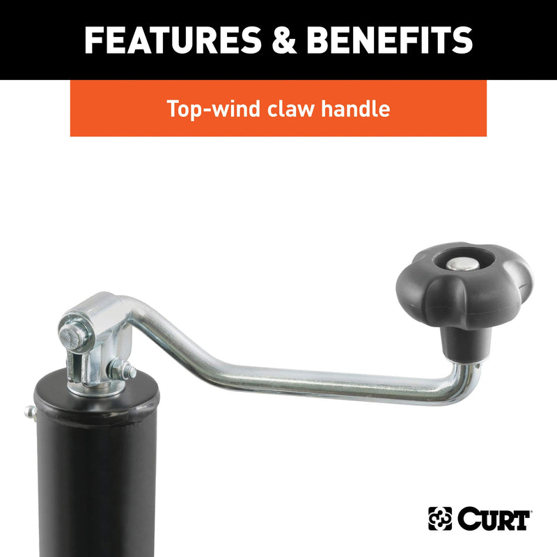 CURT Weld-On Pipe-Mount Trailer Jack, 3,000 lbs. Support Capacity, 10-3/4 Inches Vertical Travel