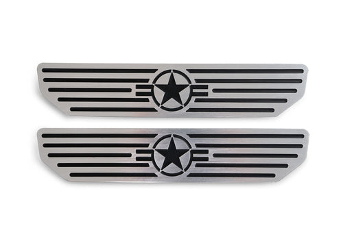 DV8 Offroad Door Sill Plates for 2018-2025 Wrangler JL and 2020-2025 JT Gladiator | 4-Door Models | Rear Pair | Embossed with Since 1941" | Billet Aluminum Construction