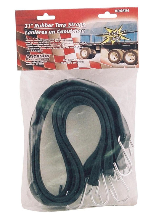 31" Long Erickson EPDM Rubber Tarp Straps, (Pack of 4)