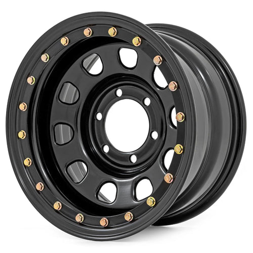 Rough Country 17x9 Simulated Beadlock Black Steel Wheel - 5x5, 12mm Offset, 3.30 Bore, Heavy-Duty Off-Road Rim for Trucks, Jeeps & SUVs