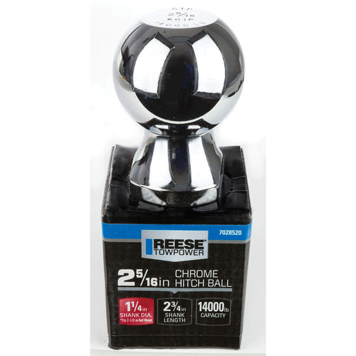Reese Trailer Hitch Ball 7028520, 2-5/16 in. Diameter, 14,000 lbs. Capacity, 1-1/4 in. Shank Dia, 2-3/4 in. Shank Length, Chrome