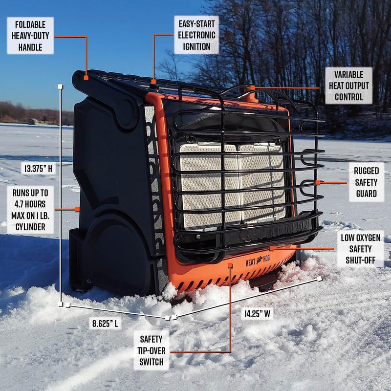 18,000 BTU Heat Hog Portable Propane Radiant Space Heater, Indoor, Outdoor, Garage, Camping, Outdoor Sports, Boating, RVs, Tiltable Design, Gas Powered