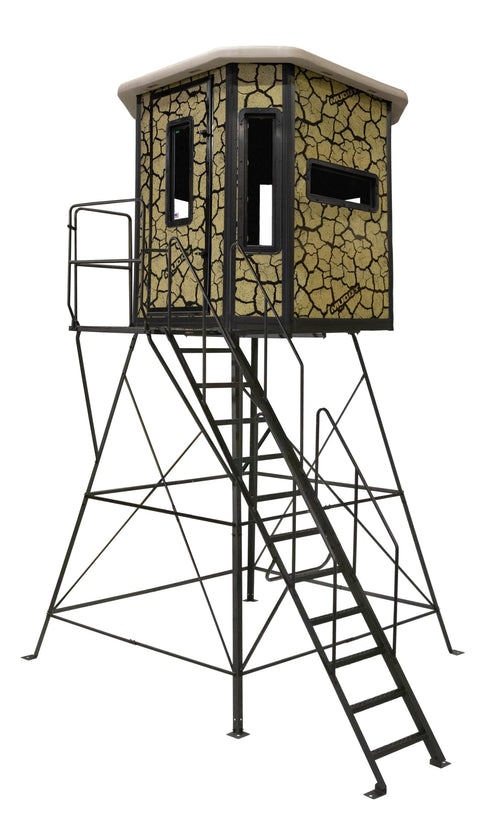 Bull Box Blind Muddy w/Tower Base, Steel Wall Construction, Cracked Mud Camo