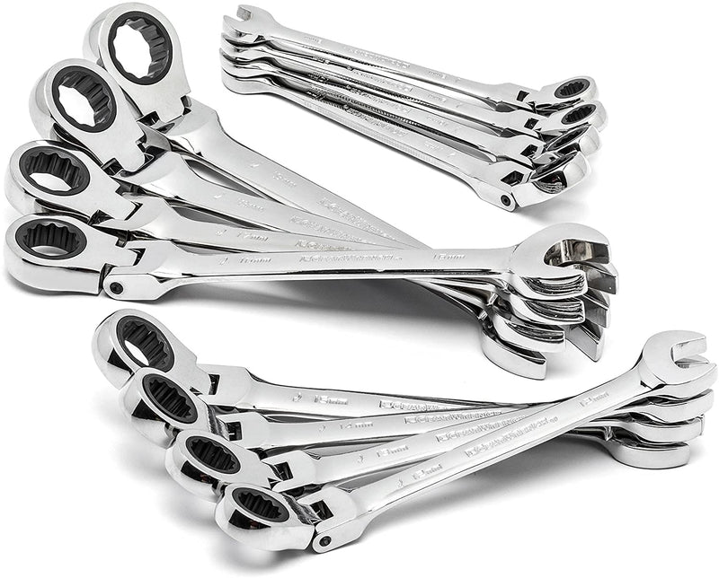12 Piece GEARWRENCH Flex Head Ratcheting Combination Wrench Set | 12 Point | Metric | 9901D