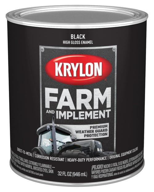 Krylon Brush On-Paint Farm & Implement, High Gloss, Black, 1 Quart
