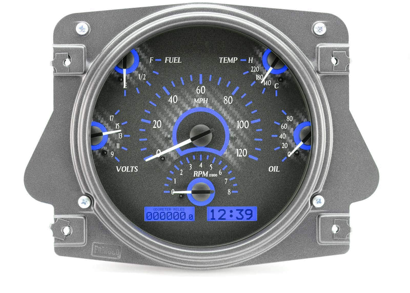 Dakota Digital VHX-66F-BRO-C-B Analog Dash Gauge System Compatible with 1966-77 Ford Bronco Carbon Blue Backlighting