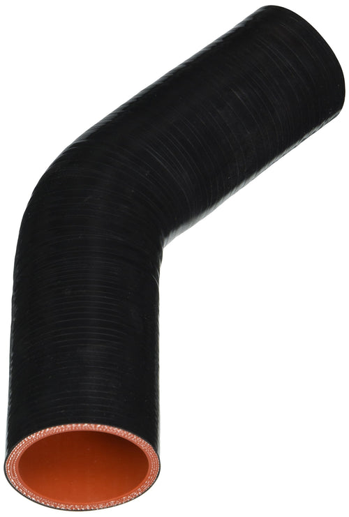 HPS Silicone High Temperature HTSEC45-212-BLK 4-ply Reinforced 45 degree Elbow Coupler Hose, 55 PSI Maximum Pressure, 4" Leg Length on each side, 2-1/8" ID, Black