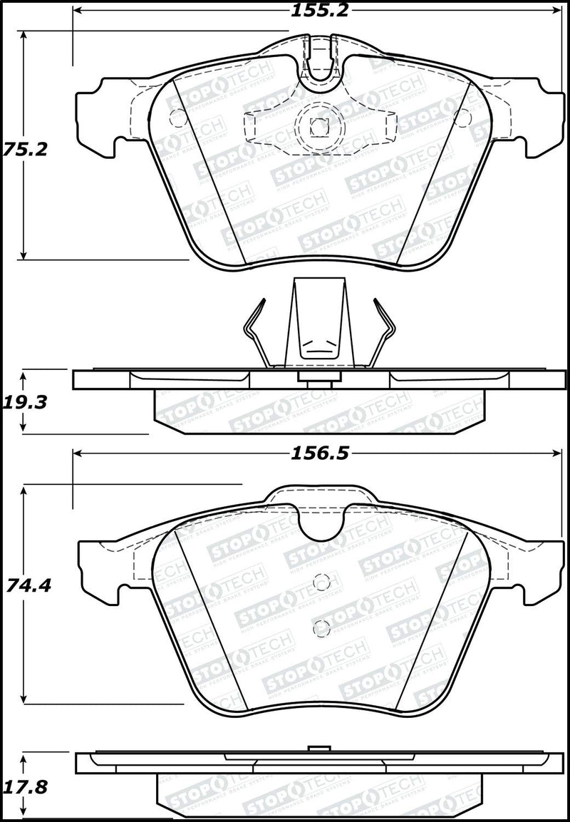Brake Pads Stoptech 308.12402 Street with Shims & Hardware