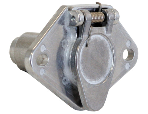 Buyers Products 4-Way Die-Cast Metal Trailer Connector, Trailer Connector Truck Side, 4 Round Pin Style, Bolt-On Mounting, Truck & Trailer Accessories