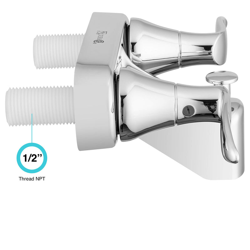 Dura Faucet RV Tub, Shower Faucet Valve Diverter DF-SA110LH-CP with Winged Levers (Chrome)