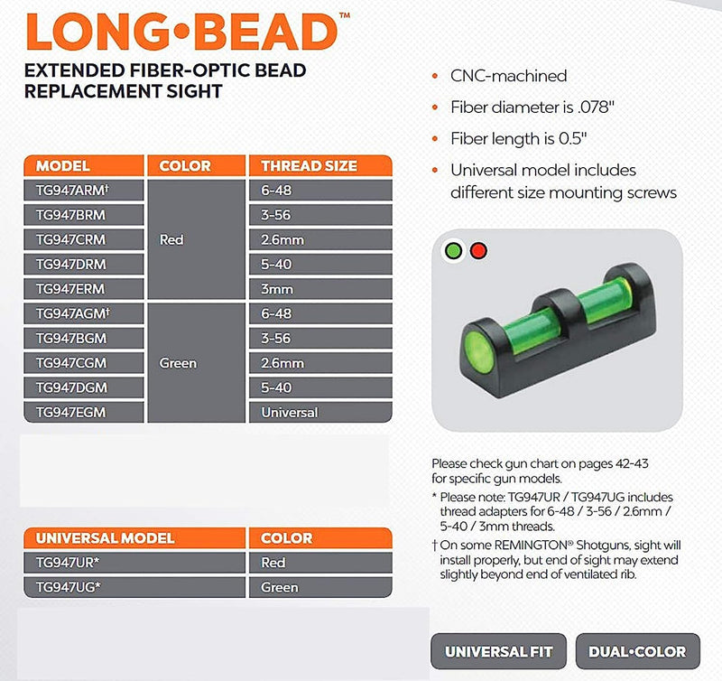 Long Bead TRUGLO Fiber Optic Sight 3mm Green