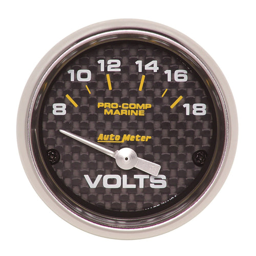 Voltmeter AutoMeter Gauge, 2 1/16", 18V, Electric, Marine Carbon Fiber (200756-40)