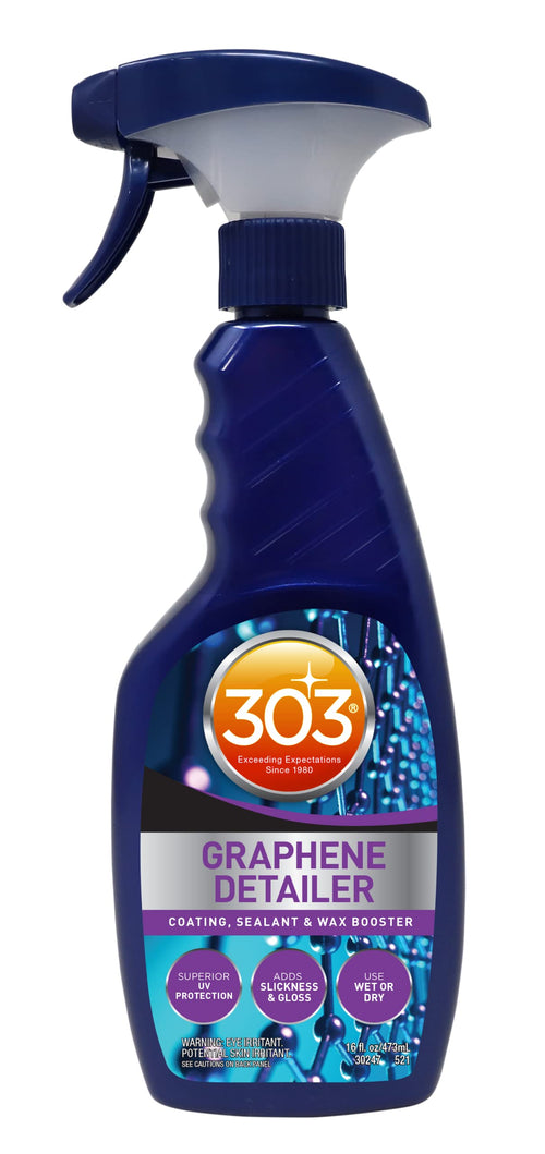 303 Products Detailer Graphene Spray, Enhances Gloss & Protection on Existing Coating, Sealants & Waxes, UV Protectant, Drying Aid, Add Ceramic Graphene Protection, Waterless Car Detailing Spray, 16oz
