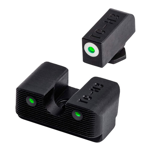 TruGlo Compact Tritium Pro Glow in The Dark Front and Rear Gun White Sight with Focus Lock Ring Compatible with Glock Handgun Models, Black